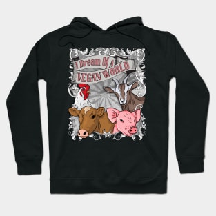 I Dream Of A Vegan World - Animal Rights Vegan Vintage graphic Hoodie